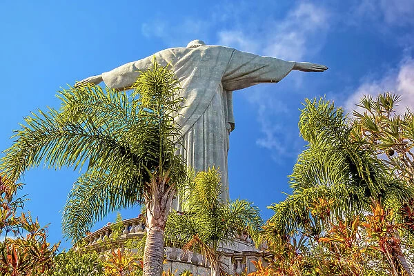 Brazil, Rio de Janeiro, Christ Redeemer Statue from behind