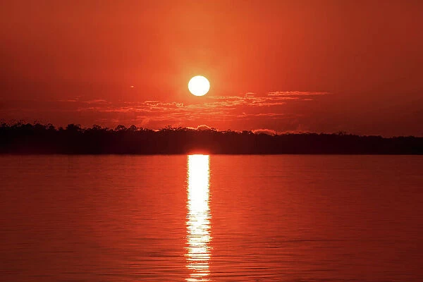 Brazil, sunrise over Amazon river