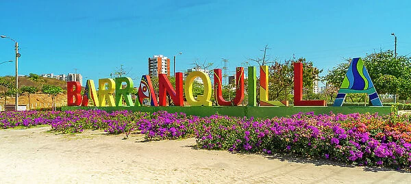 Colombia, Atlantico, Barranquilla, Welcome to Barranquilla sign