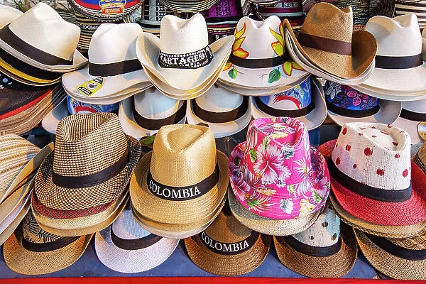 Colombia, Cartagena, hats with Cartagena name, souvenir