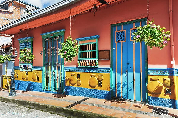 Colombia, Colorful facade in Guatape Town near Medellin