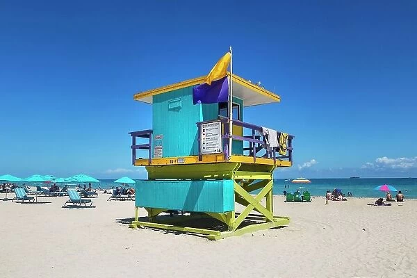 Florida, Miami, South Beach, lifeguard station at South Miami Beach