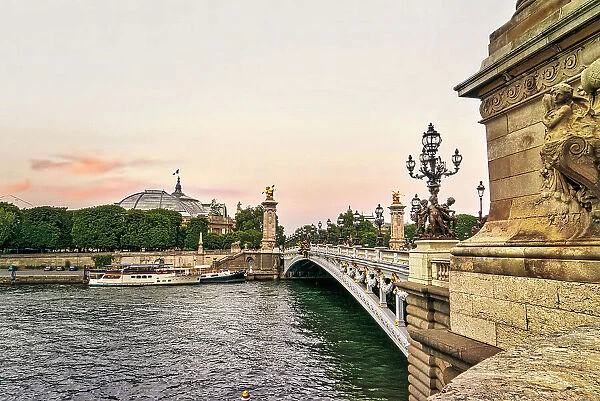 France, Paris, Pont Alexandre III bridge over the Seine River