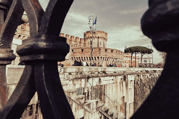 Italy, Rome, Castel Sant'Angelo viewed from viewed from the bridge