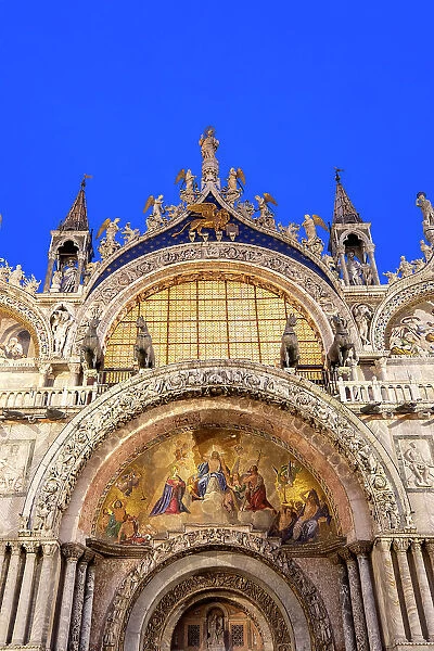 Italy, Venice, St Mark's Square, St Mark's Cathedral, Piazza San Marco, Basilica di San Marco, detail