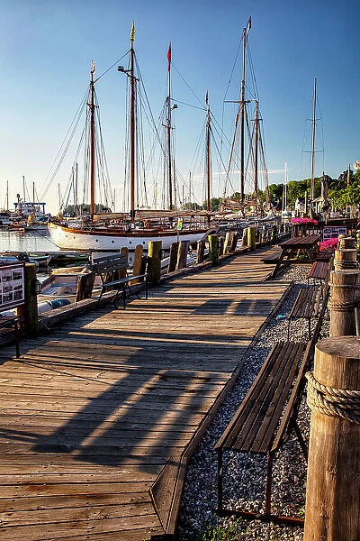 Maine, Camden, Waterfront Boardwalk