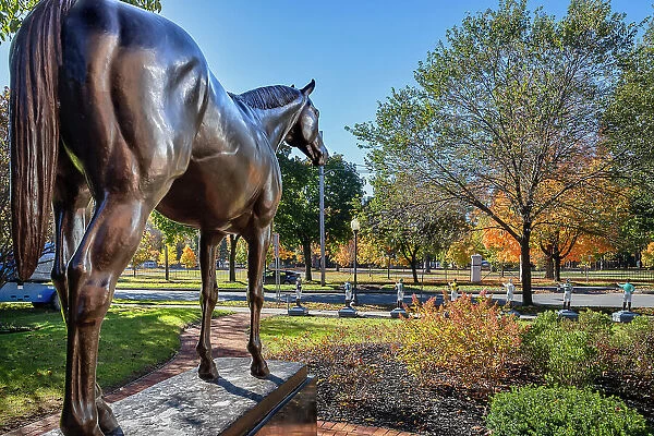 New York, Saratoga Springs, Jockey statue of Seabiscuit at National Museum of Racing and Hall of Fame