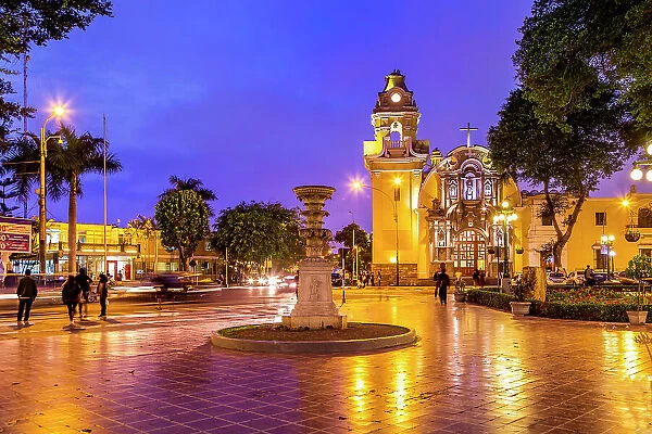 Peru, Lima, Plaza de Armas Barranco and Santisima Cruz church