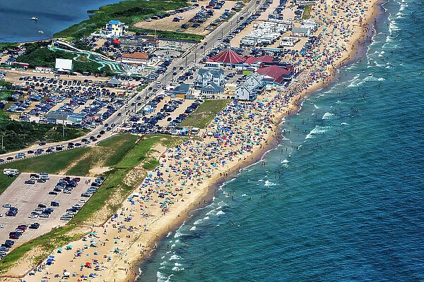 Rhode Island, Westerly, Aerial of Misquamicut State Beach