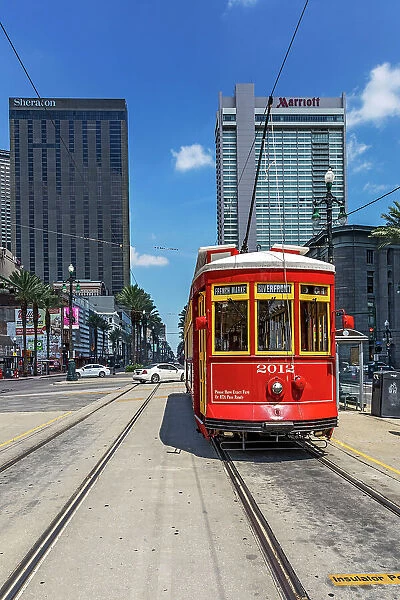 USA, Louisiana, New Orleans, Typical tram in Canal street