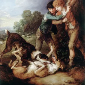 Gainsborough - Two Shepherd Boys with Two Dogs Fighting J920222