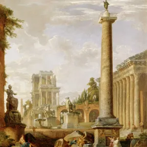 Panini - Capriccio of Roman ruins with Trajans Column J880470