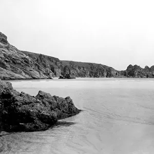 The Beach and Cliffs at Porthcurno, Cornwall, 1928