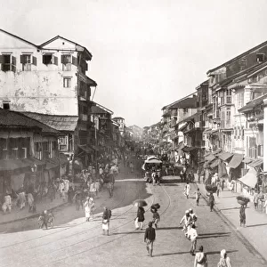1880s - busy street scene in Bombay (Mumbai) India