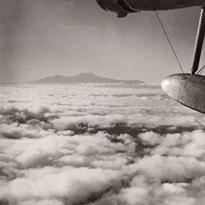 1940s East Africa - seaplane above Mount Kilimanjiro