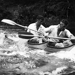 2 MEN CANOEING 1960S