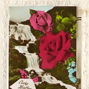 21st birthday card with waterfall and flowers