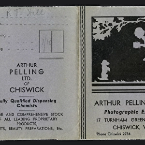 Advert, Arthur Pelling of Chiswick, photography