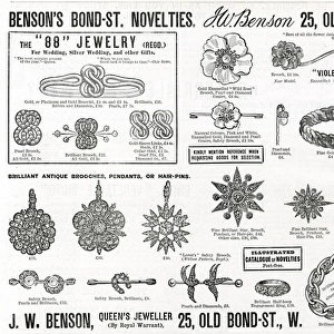 Advert for J. W Benson novelty jewellery 1888