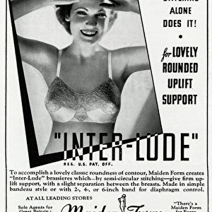 Advert for Maiden Form bra with uplift 1936