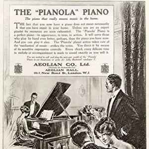 Advert for Pianola Piano 1919