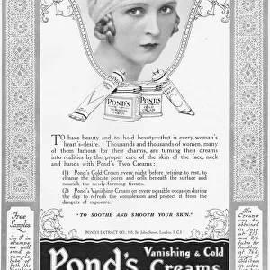 Advert for Ponds vanishing and cold creams, 1925