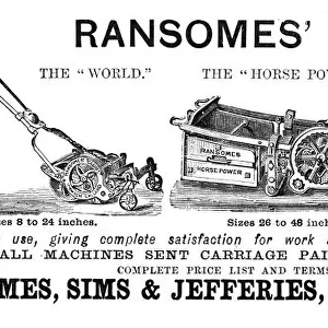 Advert for Ransomes lawn mowers