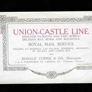 Advertisement, Union Castle Line