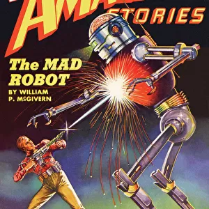 Amazing Stories scifi magazine cover, The Mad Robot