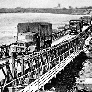 American Trucks crossing a Bailey Bridge, Second World War