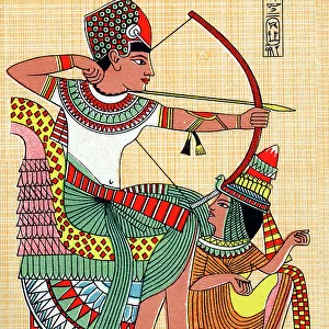 Ancient Egypt - Pharaoh Tutankhamun and his Queen hunting