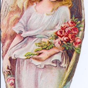 Angel with roses on a Christmas scrap