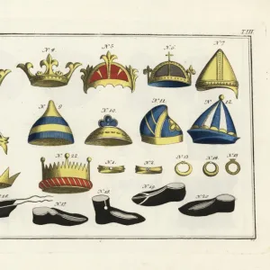 Anglo Saxon crowns, hats, helmets, and accessories