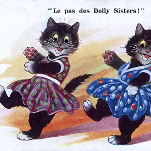 Two anthropomorphic cat entertainers as The Dolly Sisters