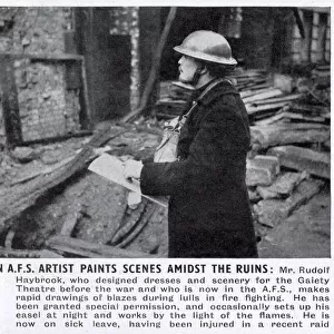 Artist Paints Scenes Amidst the Ruins 1940