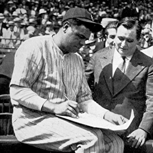Babe Ruth Signing a $100, 000 Contract, 1926