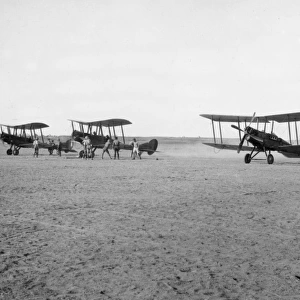 BE2C biplanes on an airfield, Middle East, WW1