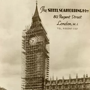 Big Ben with scaffolding, Palace of Westminster, London