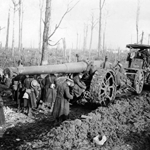 Big gun being transported, Western Front, WW1