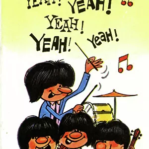 Birthday card, The Beatles caricature