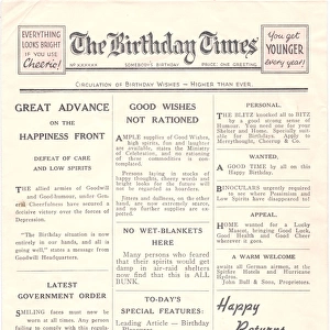 Birthday card in the form of a newspaper