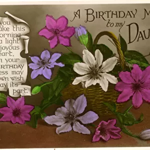 Birthday postcard with flowers and verse