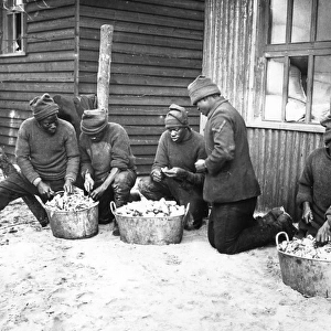 Black soldiers preparing food, Western Front, France, WW1
