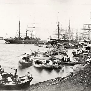 Boats on the Hooghly river, Calcutta, India