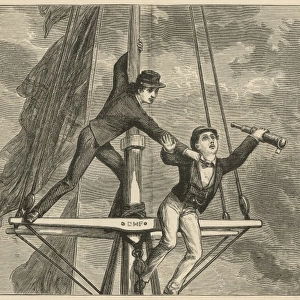 A boy falling from a ships mast
