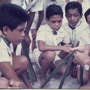 Boy scouts on Tuvalu, Gilbert Islands, Pacific
