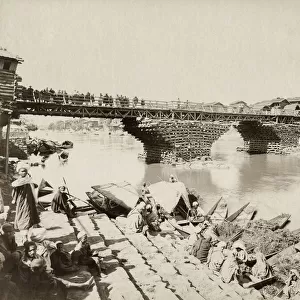 Bridge over the River Jhelum Srinagar, India, c. 1890 s