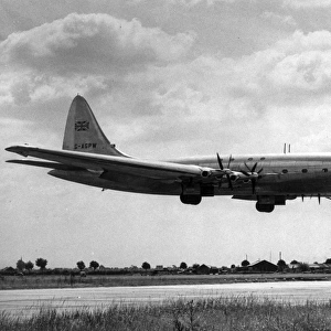 The Bristol Brabazon takes off from Heathrow Airport