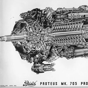 Bristol Proteus 705 turboprop cross-sectional drawing