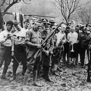 British and American soldiers, Western Front, WW1